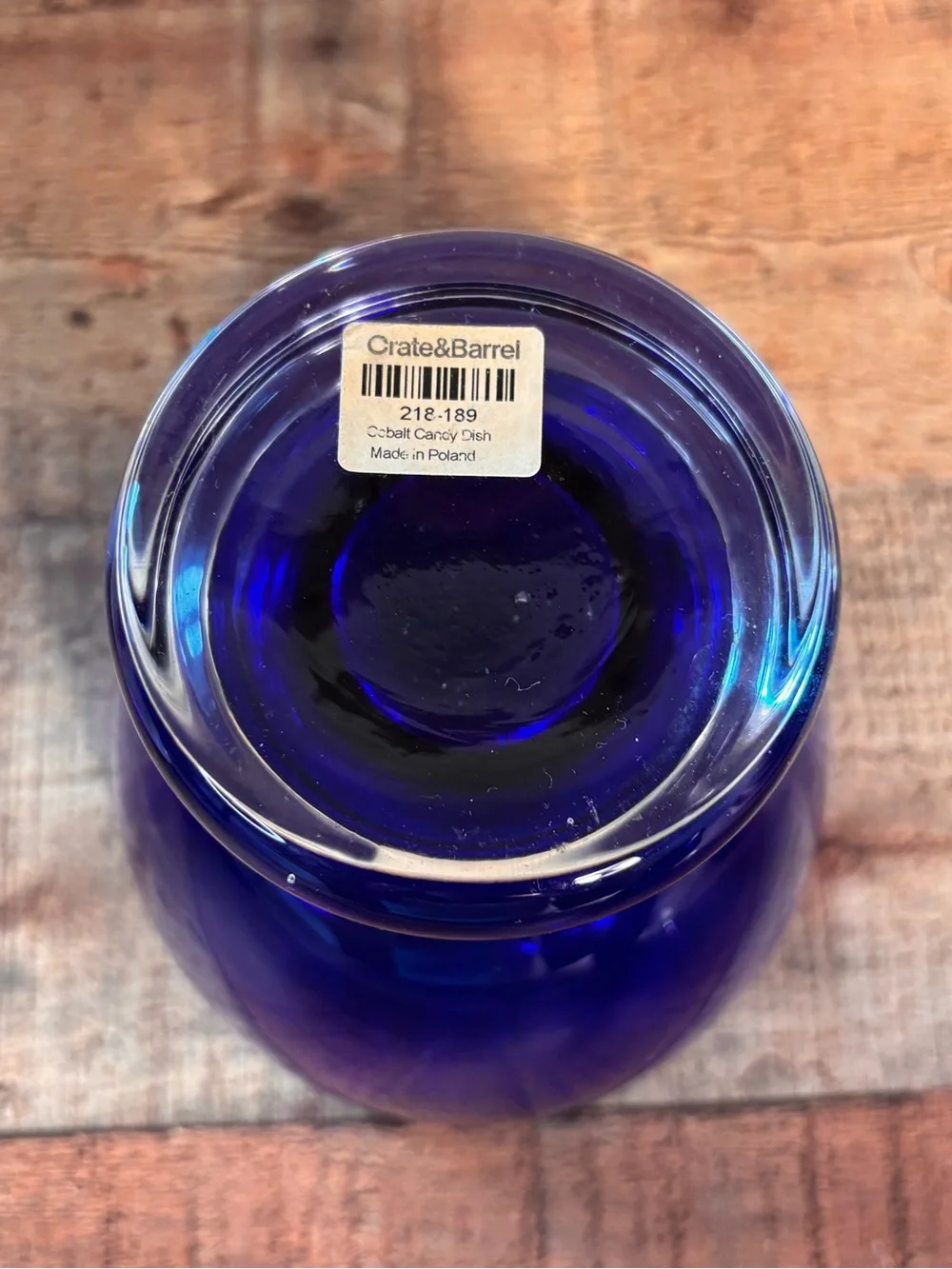 Crate & Barrel Cobalt Blue Glass Candy Jar With Lid Made In Poland Home Decor